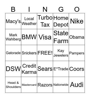 Commercial Bingo Card