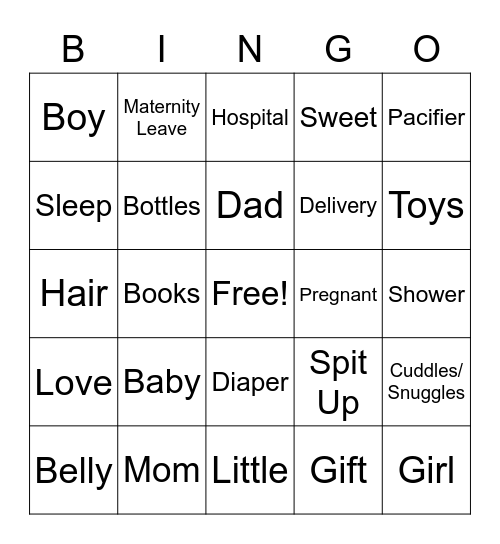 Baby Shower Bingo! Bingo Card