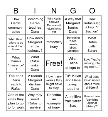 Kindred, "The Fall" Part 5 Bingo Card