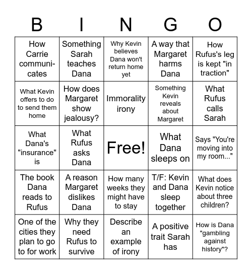 Kindred, "The Fall" Part 5 Bingo Card