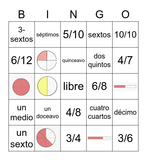 ¡Fracciones! Bingo Card