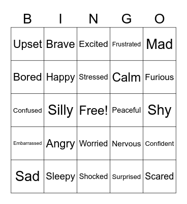 I feel... Bingo Card