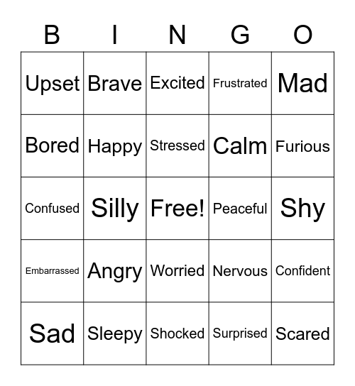 I feel... Bingo Card