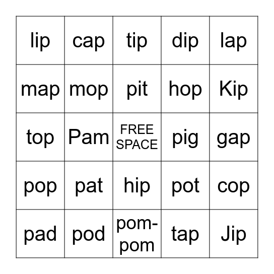 Phonics BINGO Card