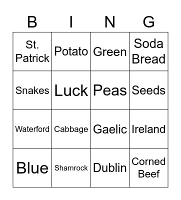 St. Patty's Day Bingo Card