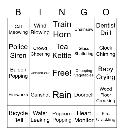 Sound FX Bingo Card