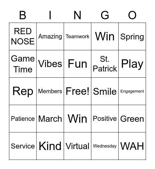 Service Bingo Card