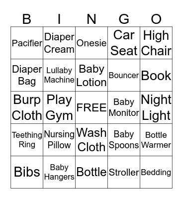 Somying's Baby Shower Bingo Card