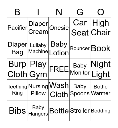 Somying's Baby Shower Bingo Card