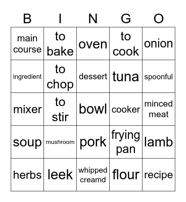 Food festival Bingo Card