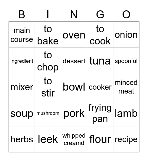 Food festival Bingo Card
