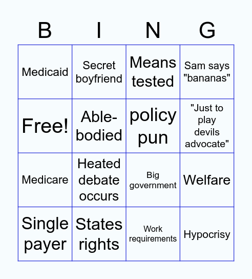 Federalism Bingo Card