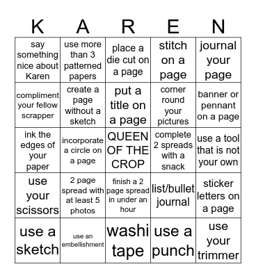 It Is All About Karen! Bingo Card
