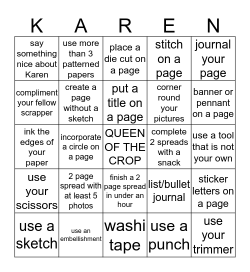 It Is All About Karen! Bingo Card