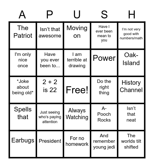 Strange Bingo Card