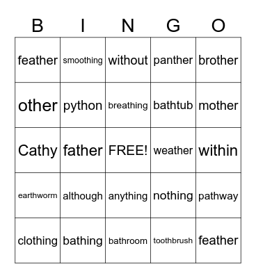 TH Medial Bingo Card