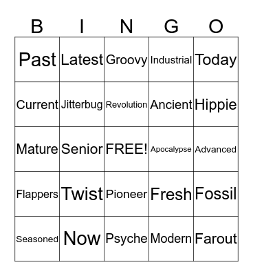 Time Travel Bingo Card
