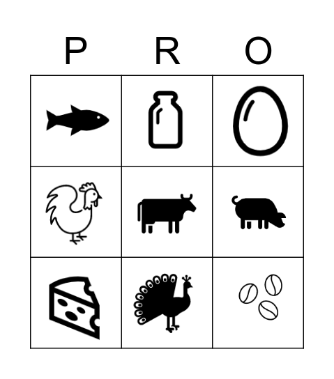 Protein Bingo Card