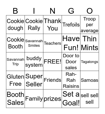 Cookie Bingo Card