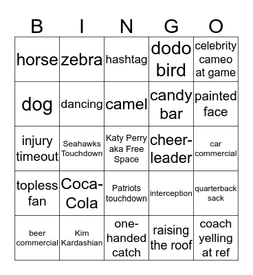 Reggie & Maggie's XLIX Superbowl Bingo Card