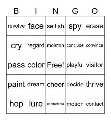 Base Word Bingo Card