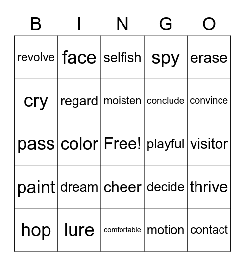 Base Word Bingo Card