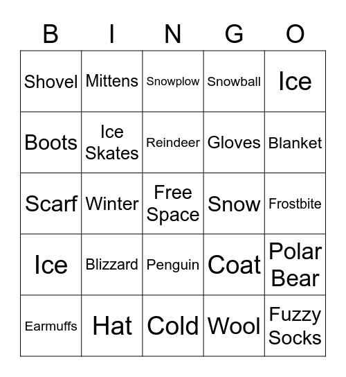 Winter Bingo Card
