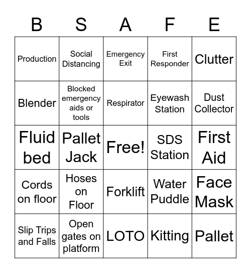 SAFETY BINGO Card