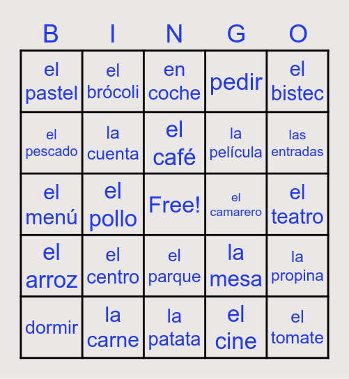 Unidad 4 Lección 2 Bingo Card