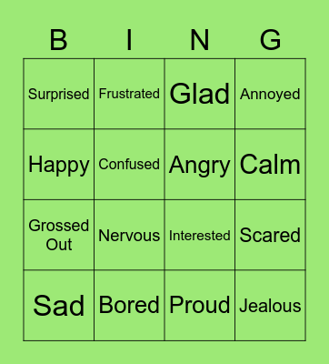 Emotions Bingo Card