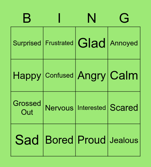 Emotions Bingo Card