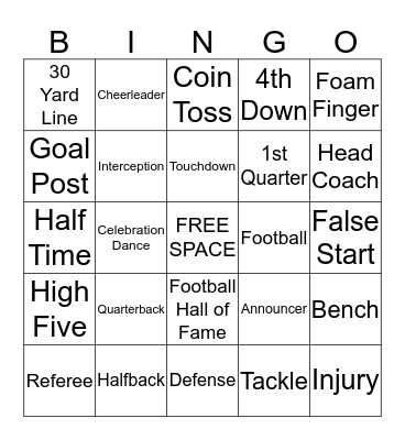 Football Bingo Card