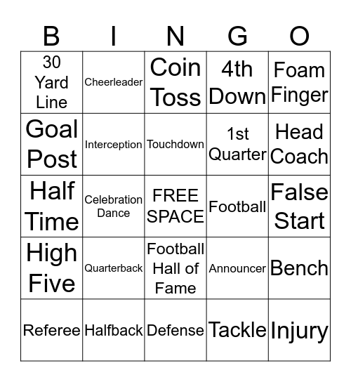 Football Bingo Card