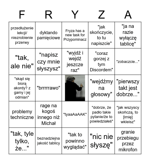 Fryza bingo Card