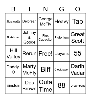 Back to the Future Bingo Card