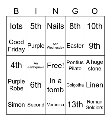 Stations of the Cross Bingo Card