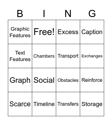 Vocabulary Bingo Card