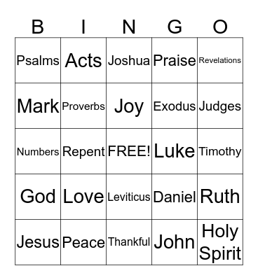 Bible Bingo Card