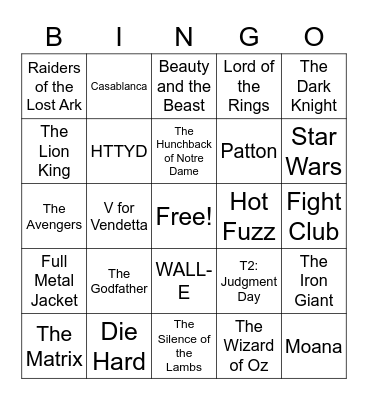 FAVORITE MOVIES BINGO Card
