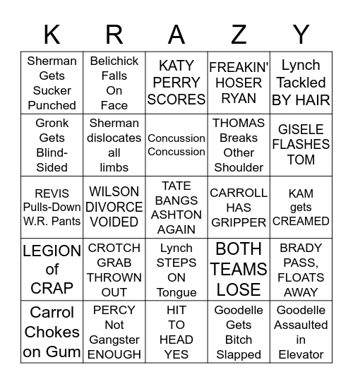 SUPER BUNGLE Bingo Card