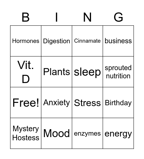 Becky's Birthday Bingo Card