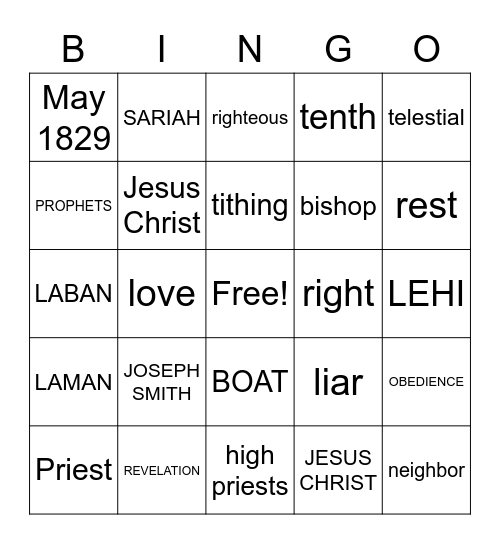 Decons Bingo Card