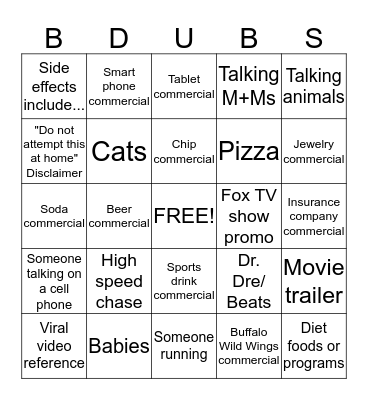 THE BIG GAME BINGO Card