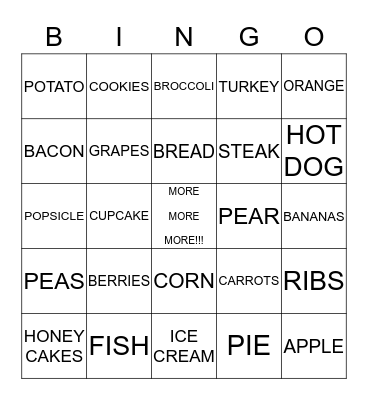 BEAR WANTS MORE Bingo Card