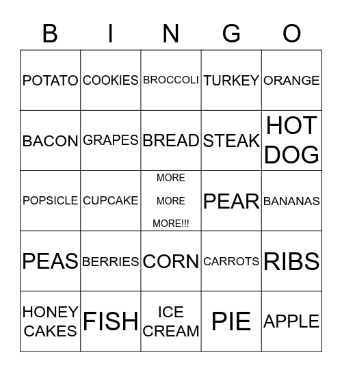 BEAR WANTS MORE Bingo Card
