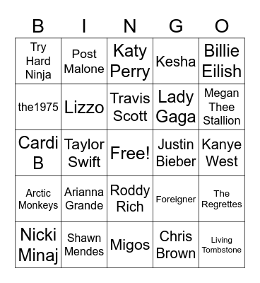 teen social Bingo Card