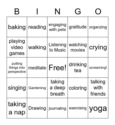 Getting to Green Bingo Card