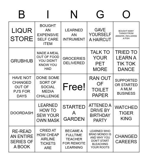 2020 Bingo Card