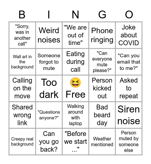 💻 Working From Home 🏠 Bingo Card