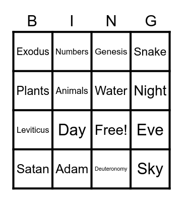 Days of Creation BINGO Card